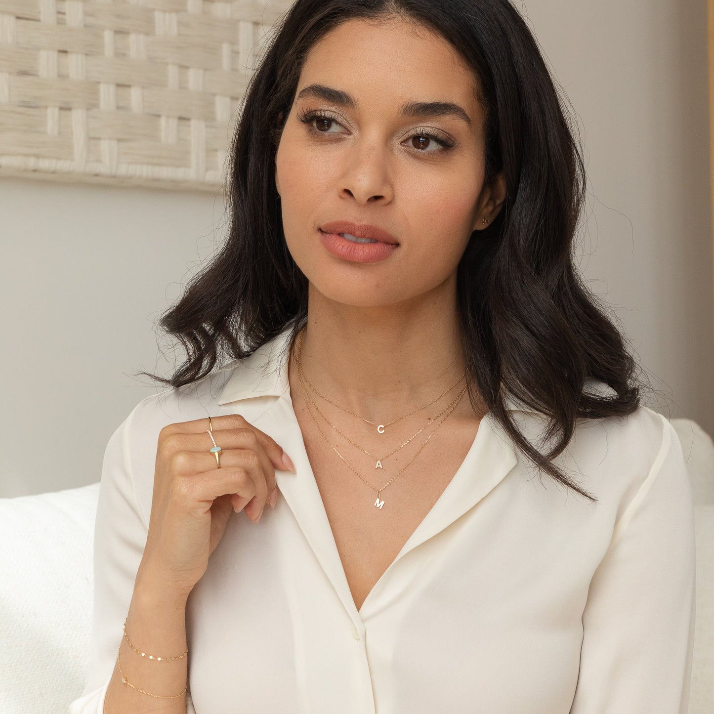 Tiny Hanging Initial Necklace
