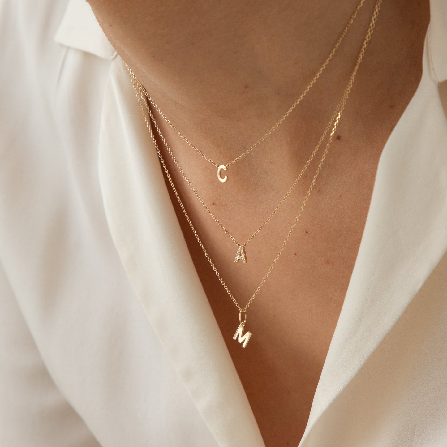 Tiny Hanging Initial Necklace