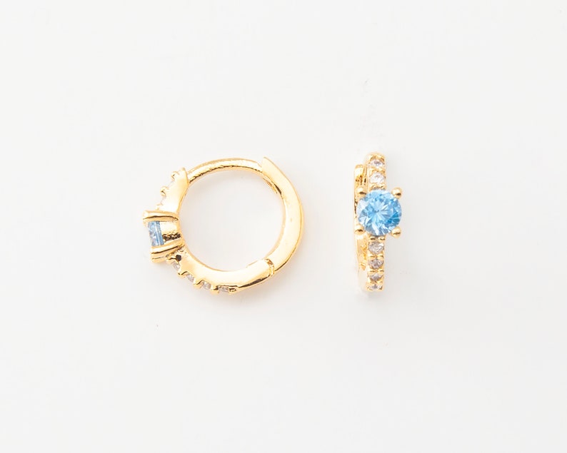 Gold CZ Huggie Hoop Earrings