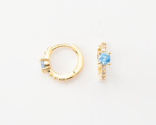 Gold CZ Huggie Hoop Earrings