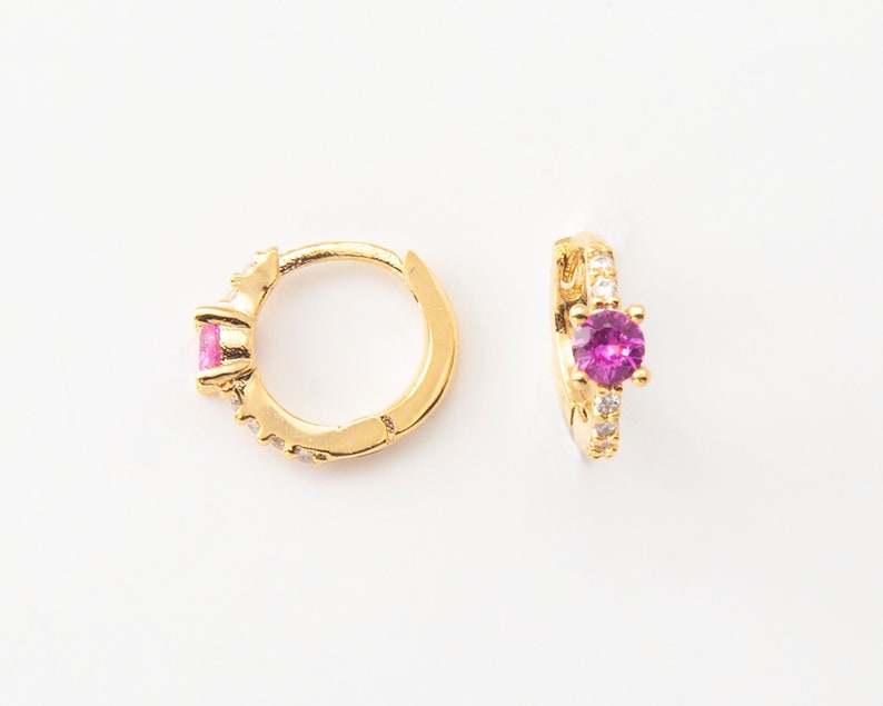 Gold CZ Huggie Hoop Earrings