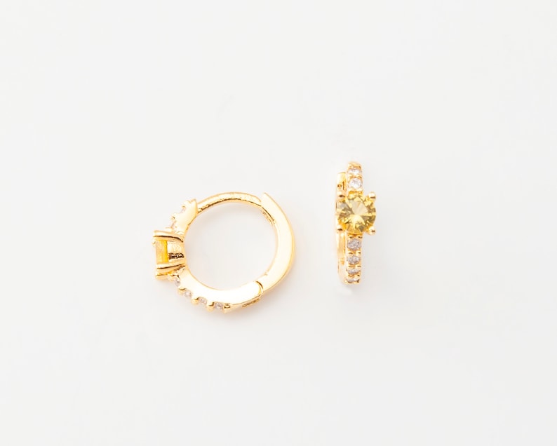 Gold CZ Huggie Hoop Earrings