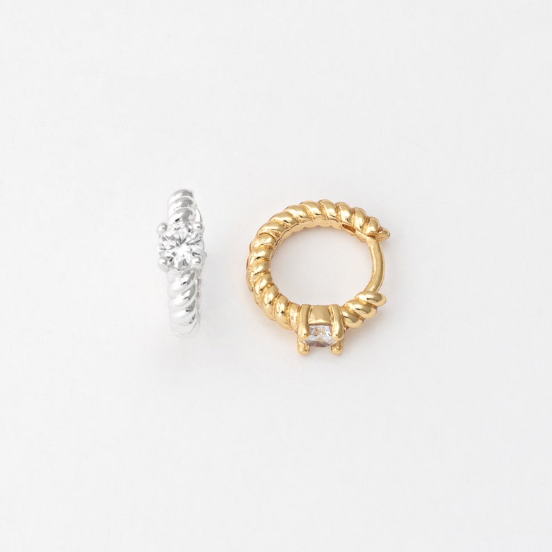 Twisted CZ Huggie Hoop Earrings