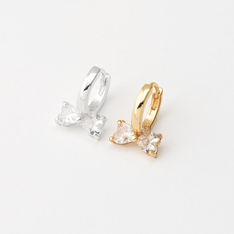 Crystal Bow Huggie Earrings