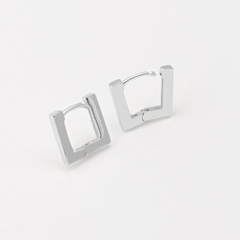 Brass Dangle Rectangle Earrings