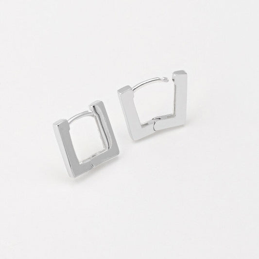 Brass Dangle Rectangle Earrings