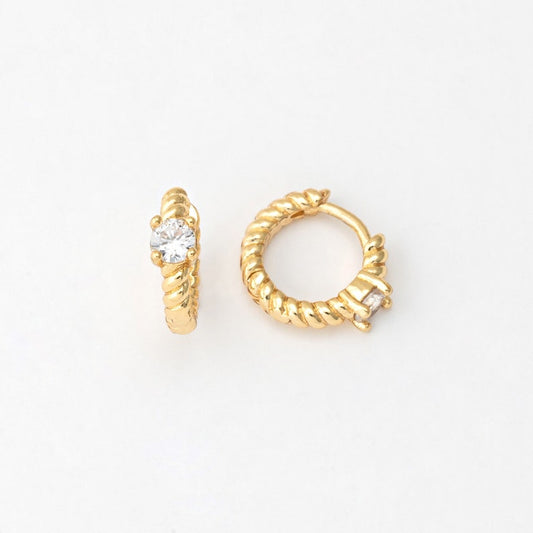 Twisted CZ Huggie Hoop Earrings