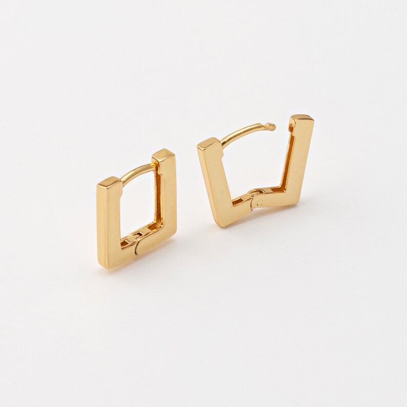 Brass Dangle Rectangle Earrings