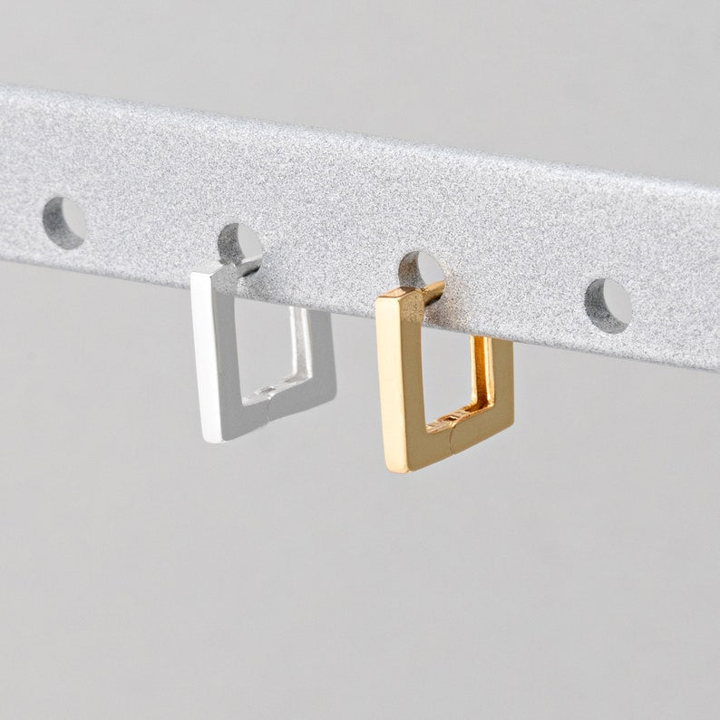 Brass Dangle Rectangle Earrings