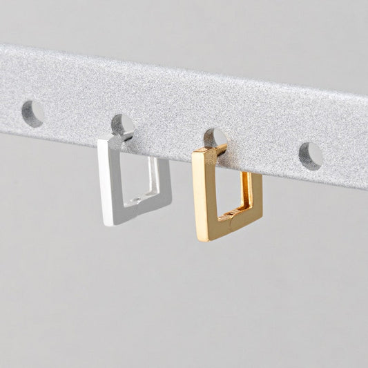 Brass Dangle Rectangle Earrings