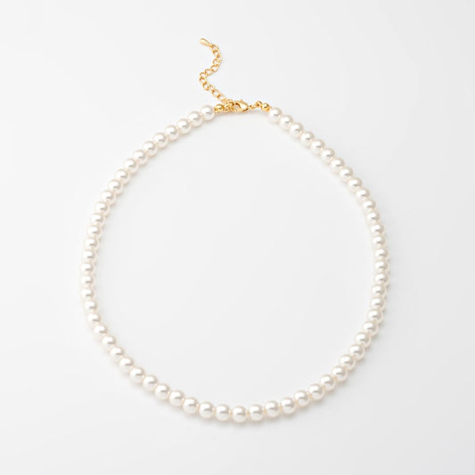 White Pearls Round Necklace, Minimalist Bride choker