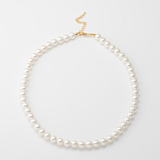 White Pearls Round Necklace, Minimalist Bride choker