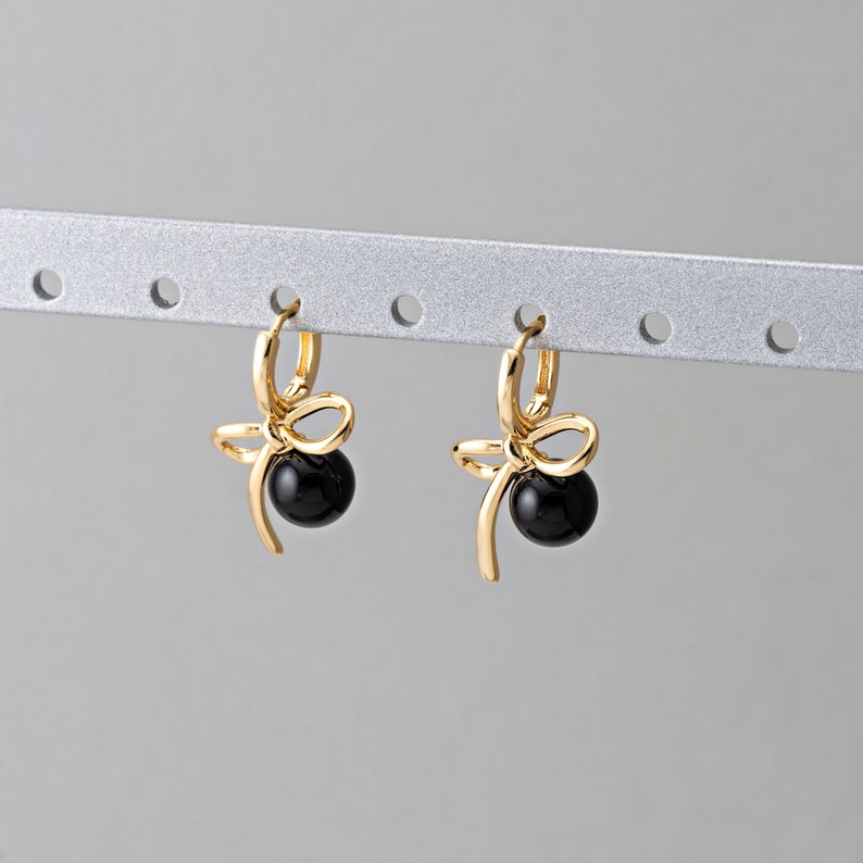 Ribbon Bow Huggie Hoop Earrings