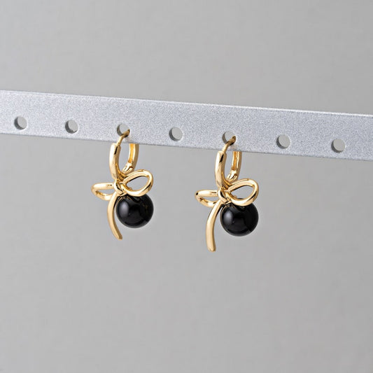 Ribbon Bow Huggie Hoop Earrings