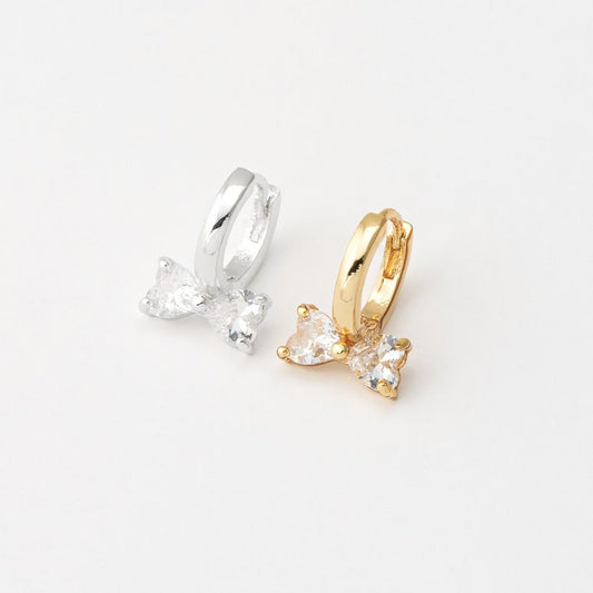 Crystal Bow Huggie Earrings