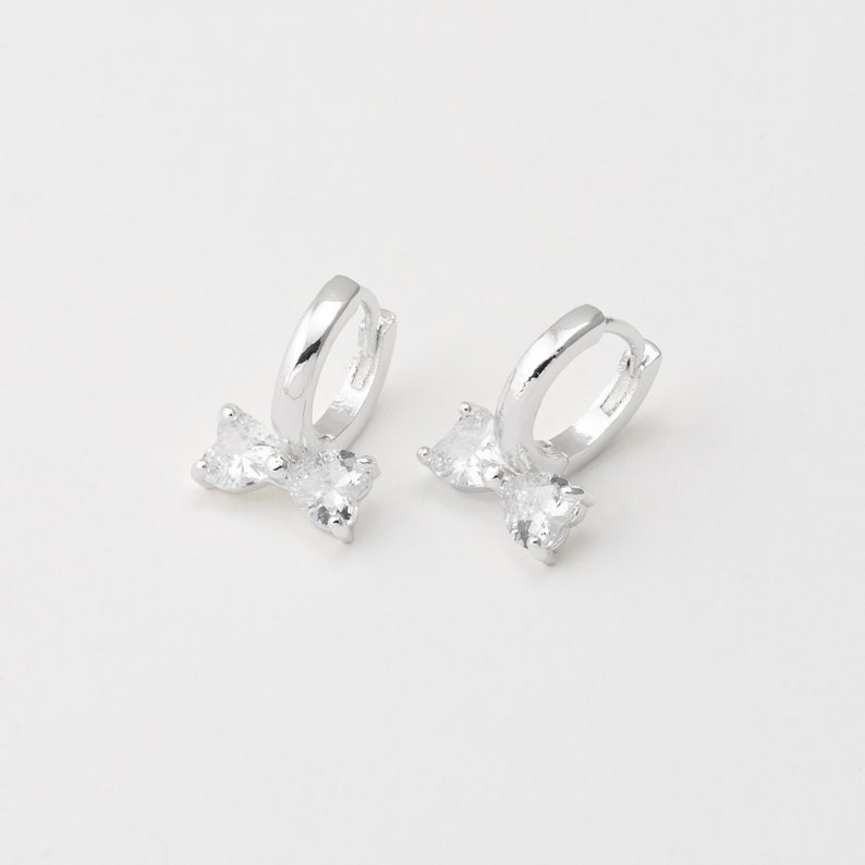 Crystal Bow Huggie Earrings