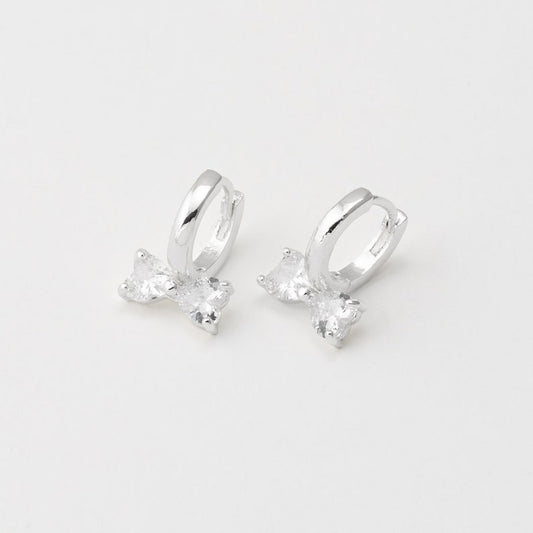 Crystal Bow Huggie Earrings