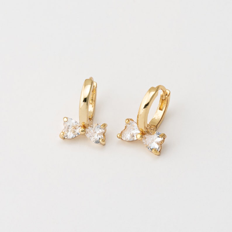 Crystal Bow Huggie Earrings