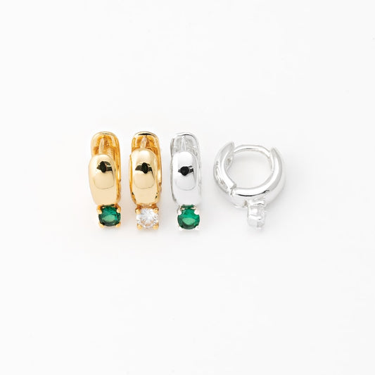 Dangle Emerald Huggies Hoops