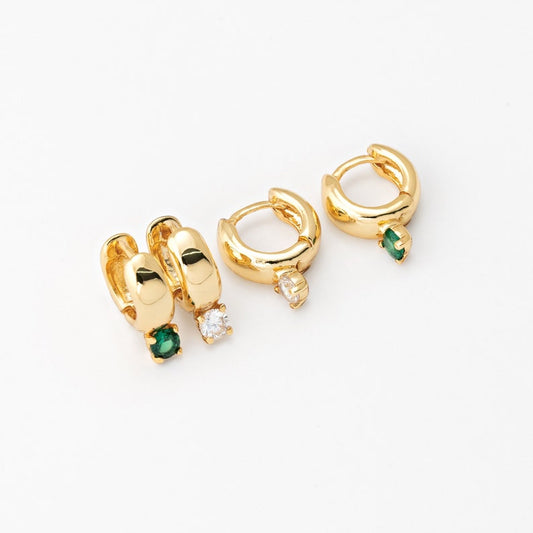 Dangle Emerald Huggies Hoops