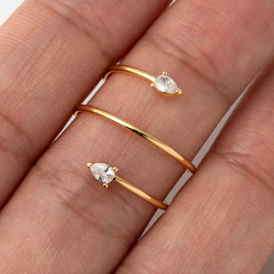 Dainty Teardrop Zircon Open Ring